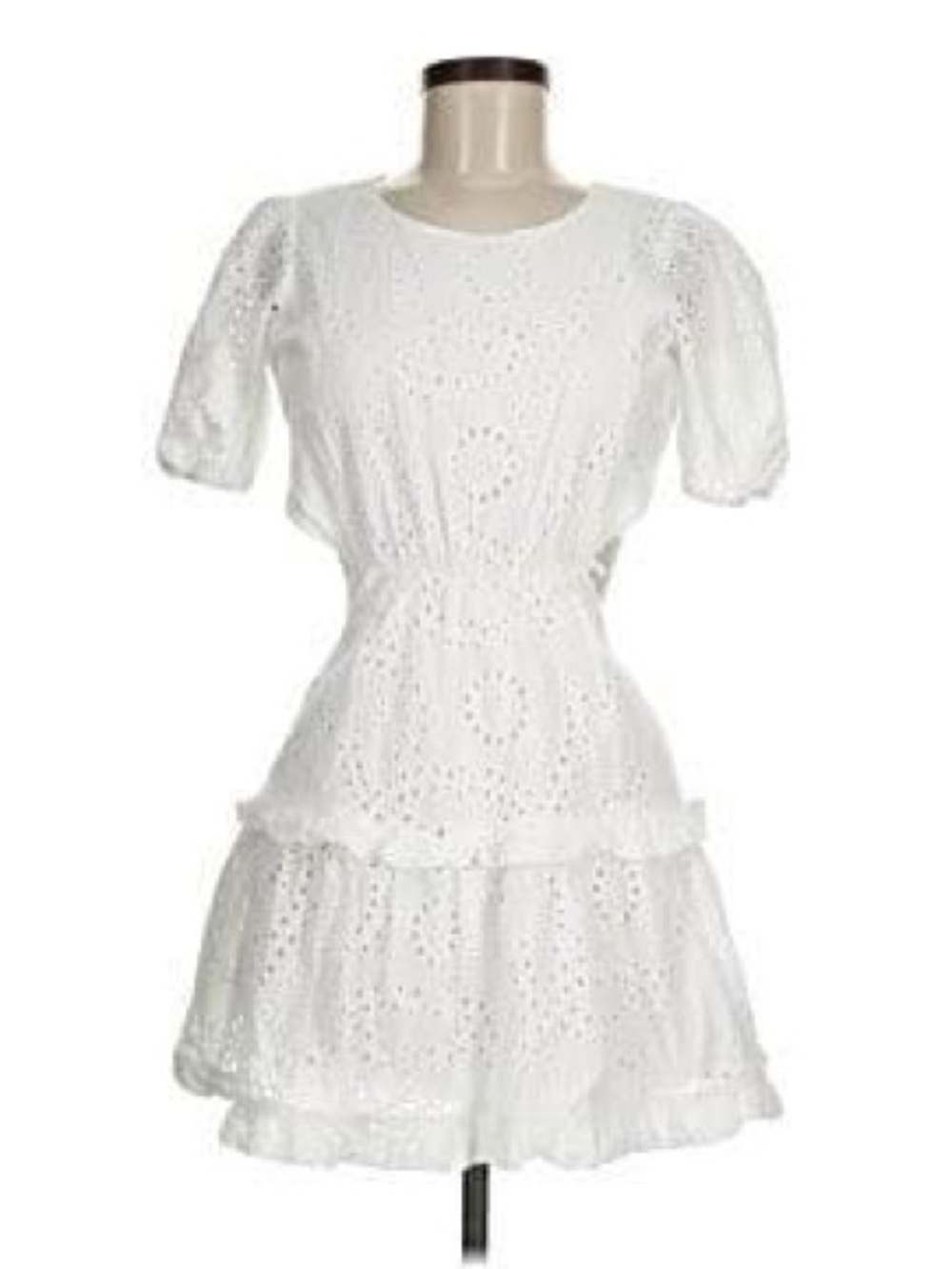 Peter Som White Eyelet Tiered Ruffle Dress